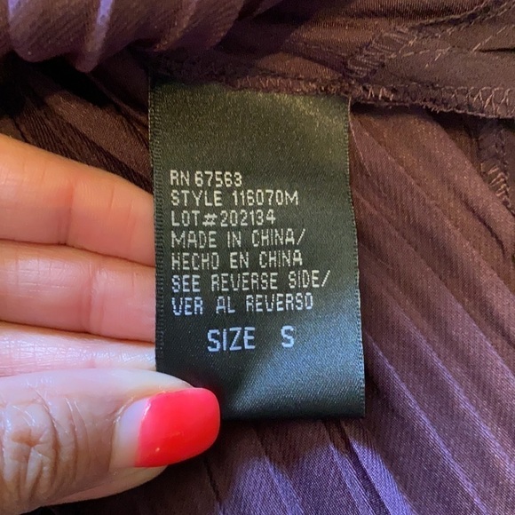 S.L. Fashions Knife Pleat Crisp A-Line V-Neck MIDI Dress w/ Handkerchief Hem - Picture 6 of 9